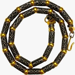 MIXED METALS CHOKER NECKLACE.  Moroccan style design. 16” long.